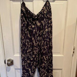 Lord & Taylor Exclusively Rayon Floral Print Navy Blue Rayon Loose Pants 16 XL